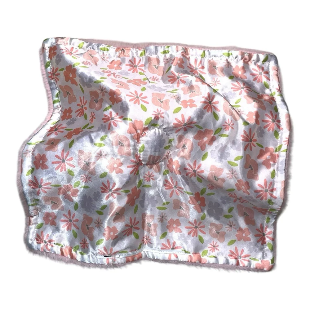 Parents Choice Elephant Lovey Floral Satin Security Blanket Plush Flower Pink